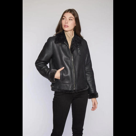 NEW Blueduck Genuine Shearling Flight Jacket in fadded black Sz S #SJ925 - Picture 4 of 9